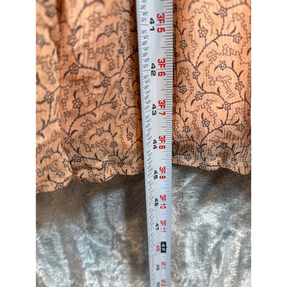 Paige Womens XS Peach Print Ruffle Midi Dress Silk - Picture 6 of 8